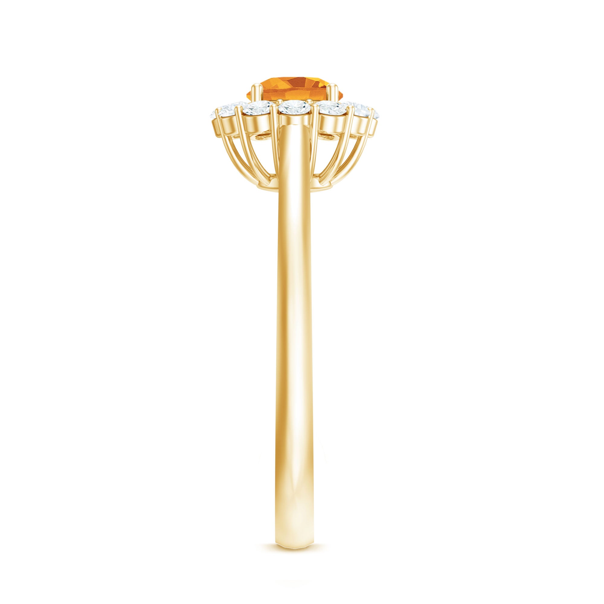 Rosec Jewels-Natural Citrine Promise Ring with Diamond Halo