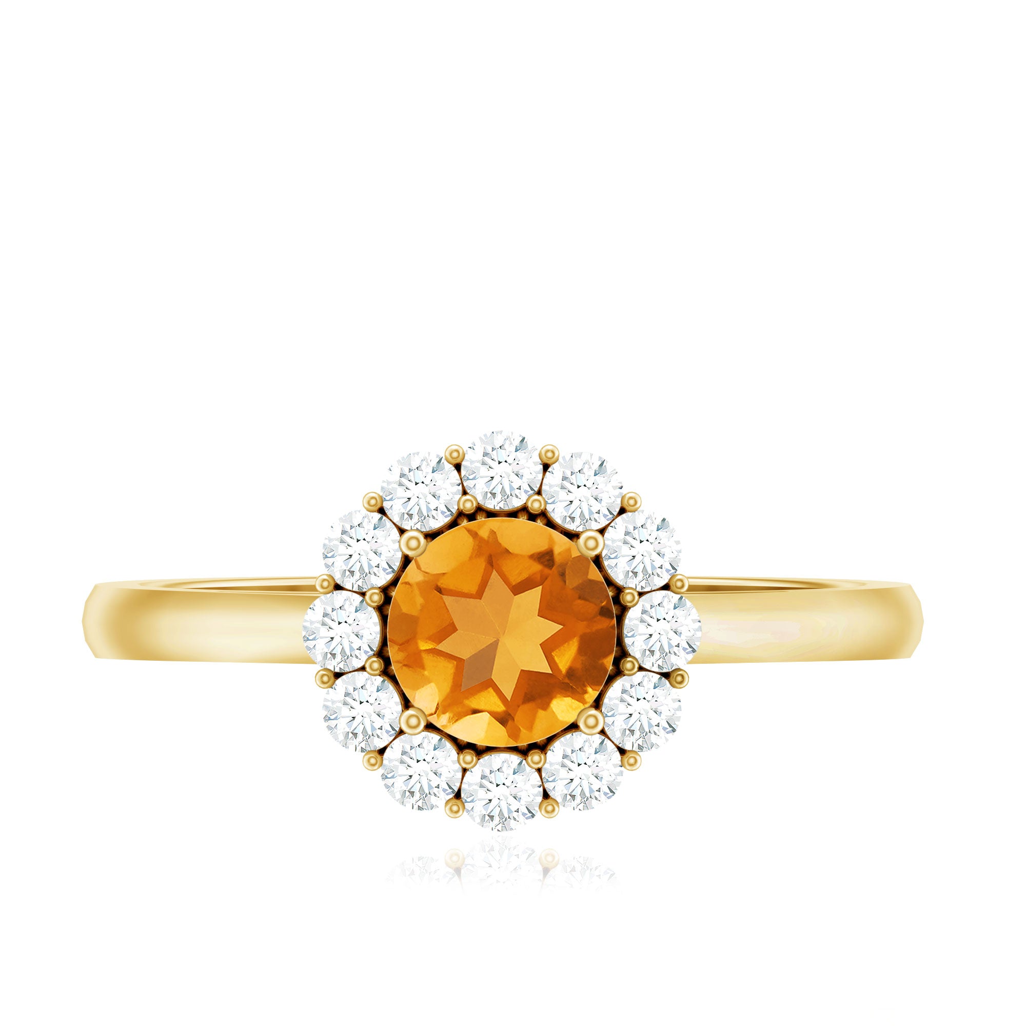 Rosec Jewels-Natural Citrine Promise Ring with Diamond Halo