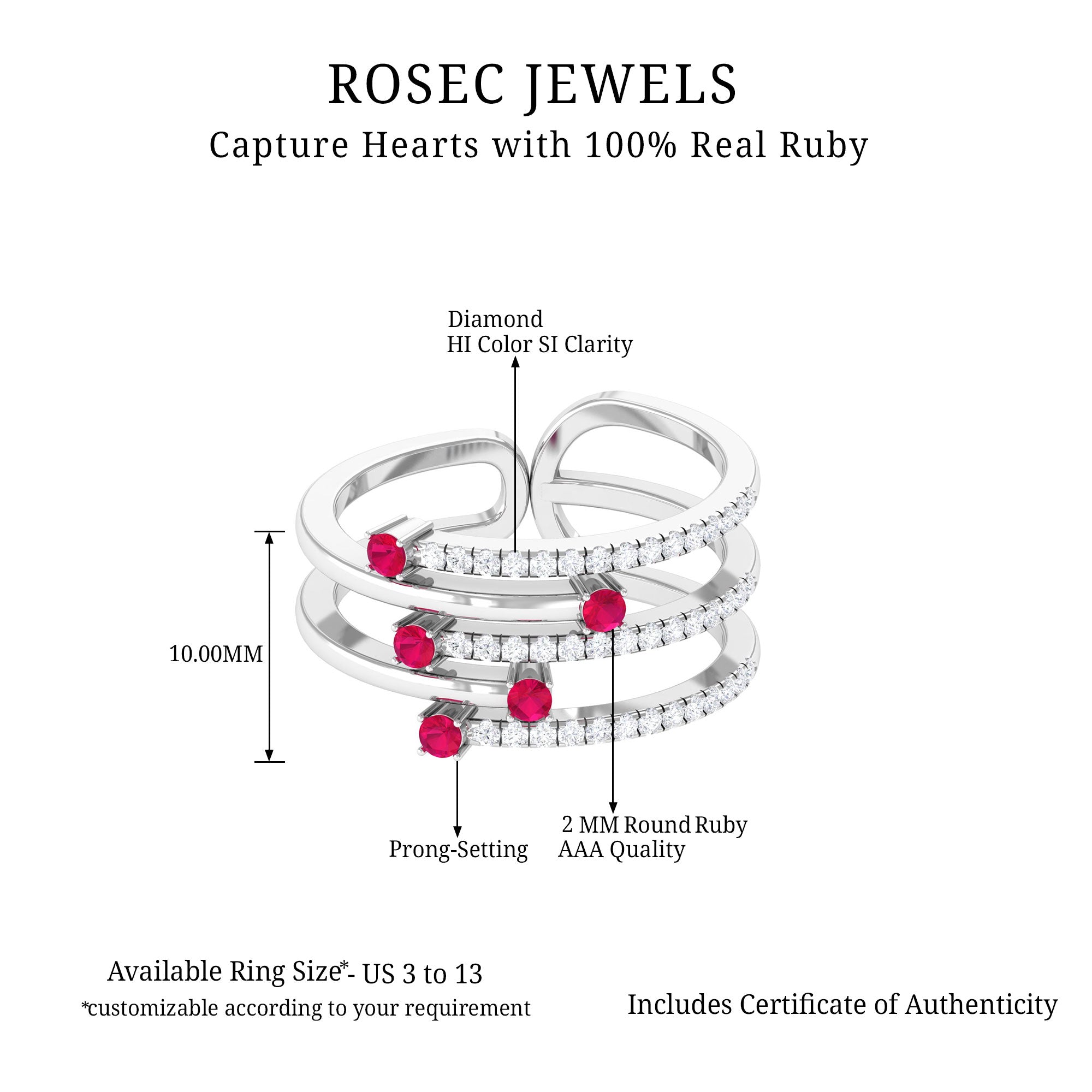 Round Ruby and Diamond Wrap Ring Ruby - ( AAA ) - Quality - Rosec Jewels