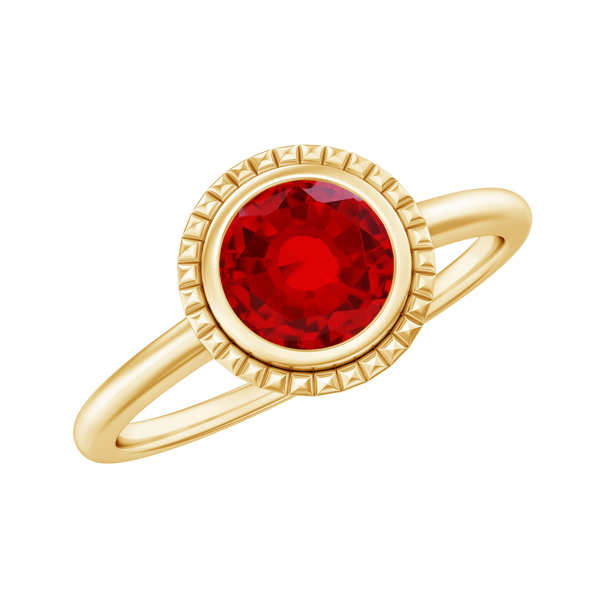 Bezel Set Lab Created Ruby Solitaire Promise Ring – Rosec Jewels