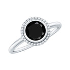 8mm Round Shape Black Onyx Solitaire Ring in Bezel Setting AAA - Rosec Jewels