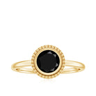 8mm Round Shape Black Onyx Solitaire Ring in Bezel Setting AAA - Rosec Jewels