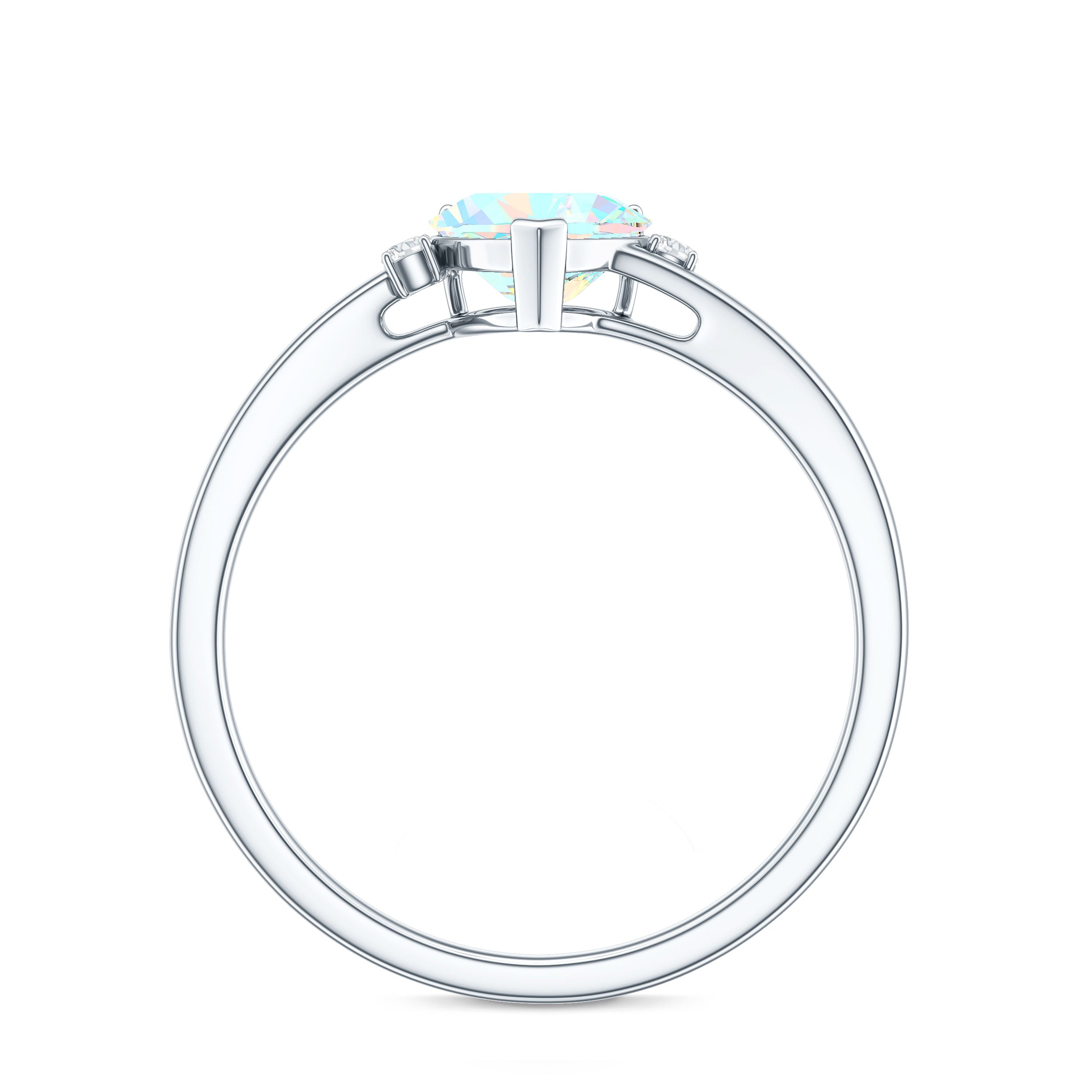 Genuine 6mm Ethiopian Opal Diamond Heart Shaped Promise Ring with Bypass Shank AAA - Rosec Jewels