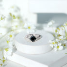 1 Carat Lab Grown Black and White Diamond Princess Cut Engagement Ring AAAA ( Synthetic ) - Rosec Jewels