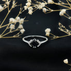 1 Carat Lab Grown Black and White Diamond Princess Cut Engagement Ring AAAA ( Synthetic ) - Rosec Jewels