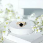 1 Carat Lab Grown Black and White Diamond Princess Cut Engagement Ring AAAA ( Synthetic ) - Rosec Jewels