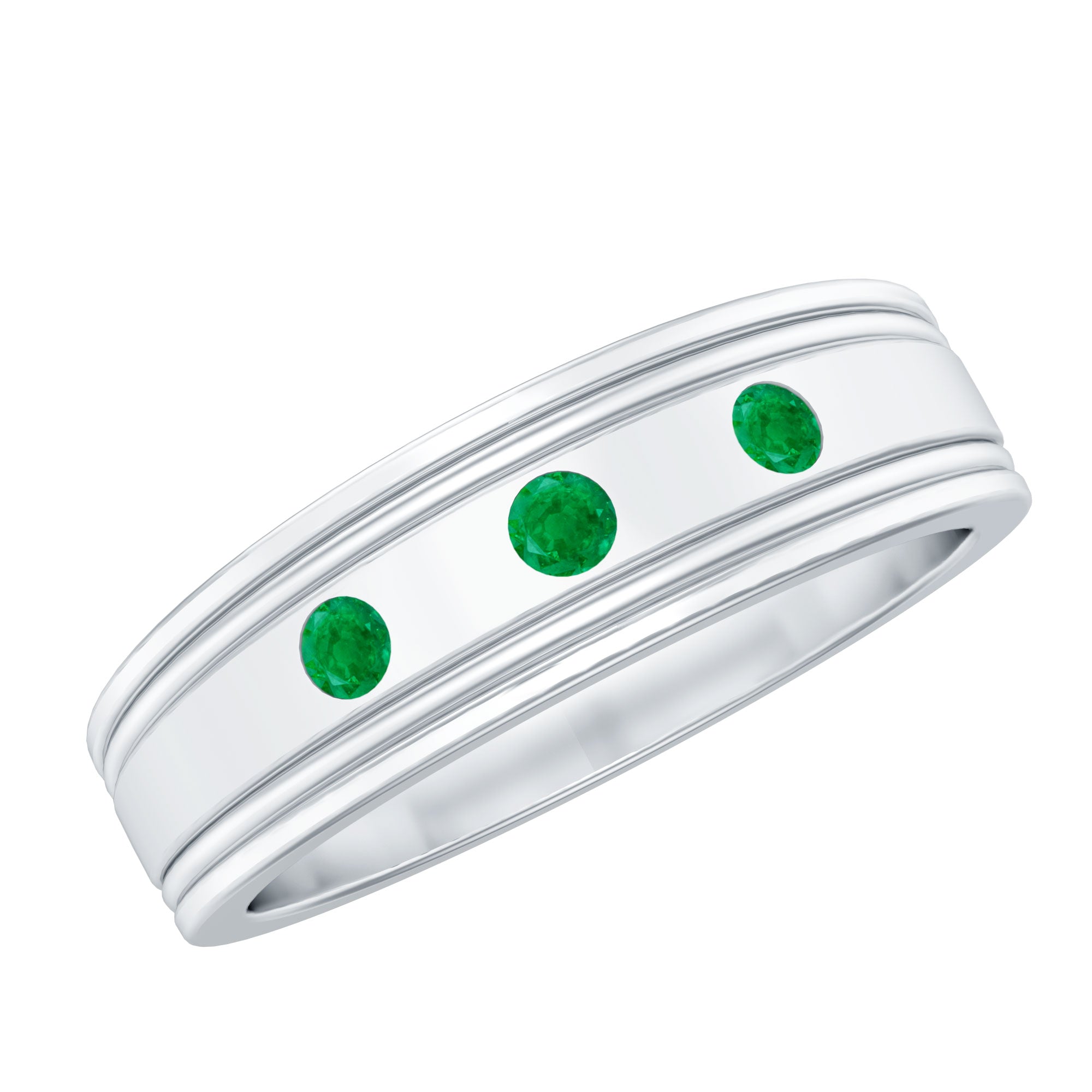 Rosec Jewels-Emerald Minimal Band Ring in Gypsy Setting