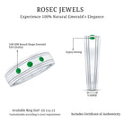 Emerald Minimal Band Ring in Gypsy Setting AAA - Rosec Jewels