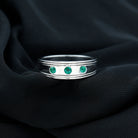 1/4 CT Real Emerald Modern Band Ring in Gypsy Setting Emerald - ( AAA ) - Quality - Rosec Jewels