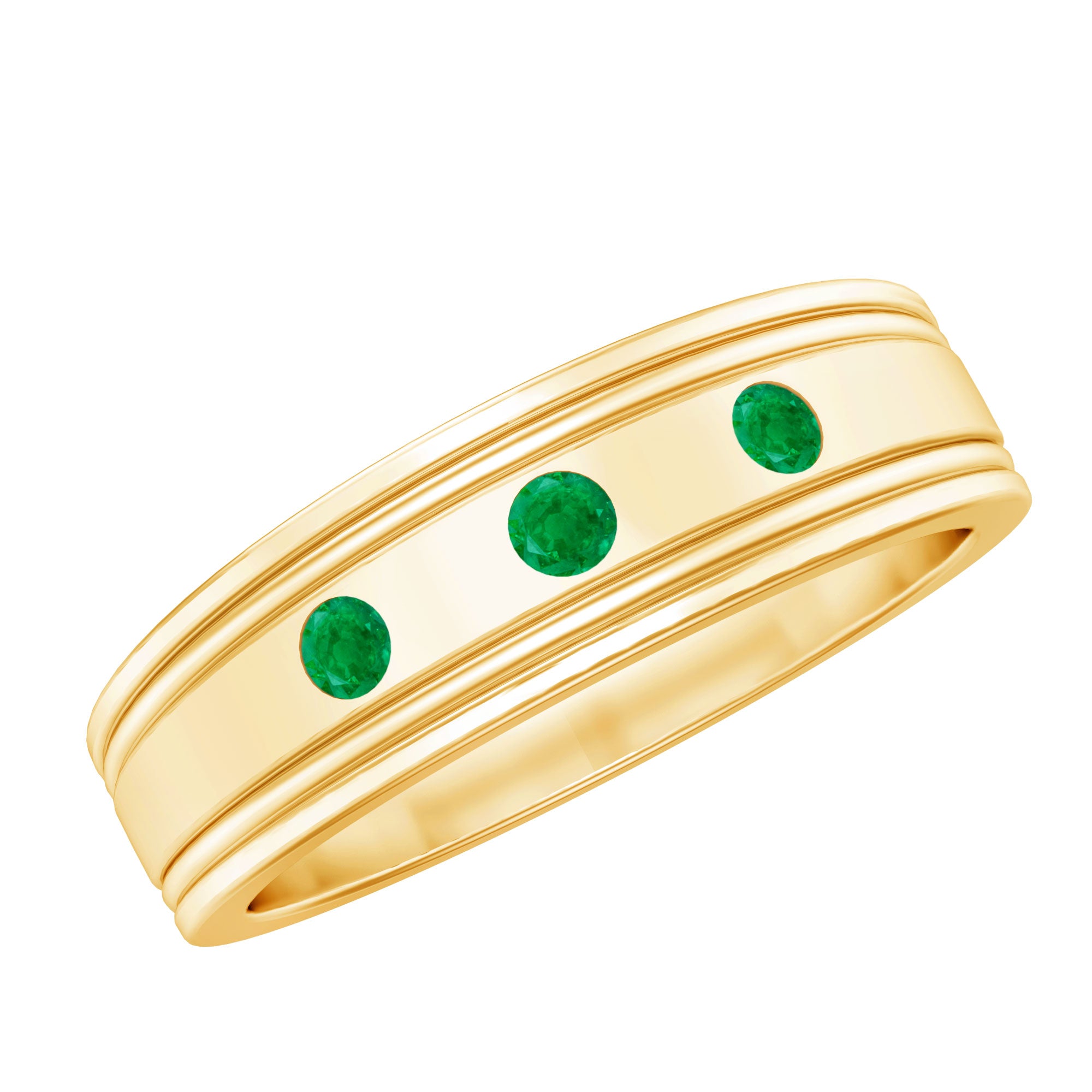 Rosec Jewels-Emerald Minimal Band Ring in Gypsy Setting
