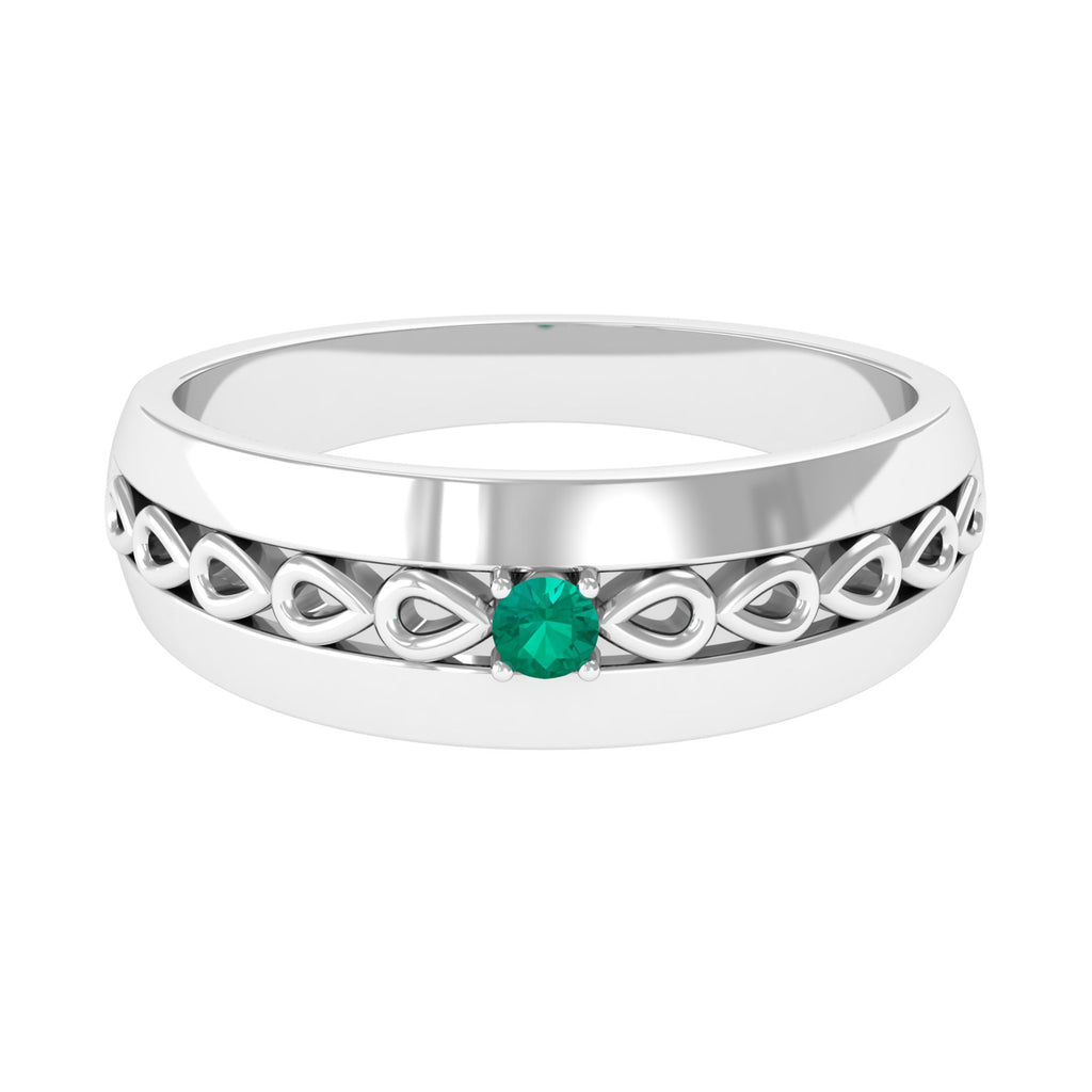 Natural Emerald Designer Band Ring Emerald - ( AAA ) - Quality - Rosec Jewels