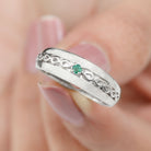 Natural Emerald Designer Band Ring Emerald - ( AAA ) - Quality - Rosec Jewels