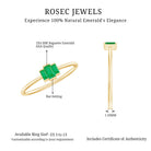 Baguette Cut Natural Emerald Three Stone Ring AAA - Rosec Jewels