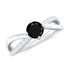5mm Round Black Onyx Solitaire Infinity Ring with Diamond AAA - Rosec Jewels