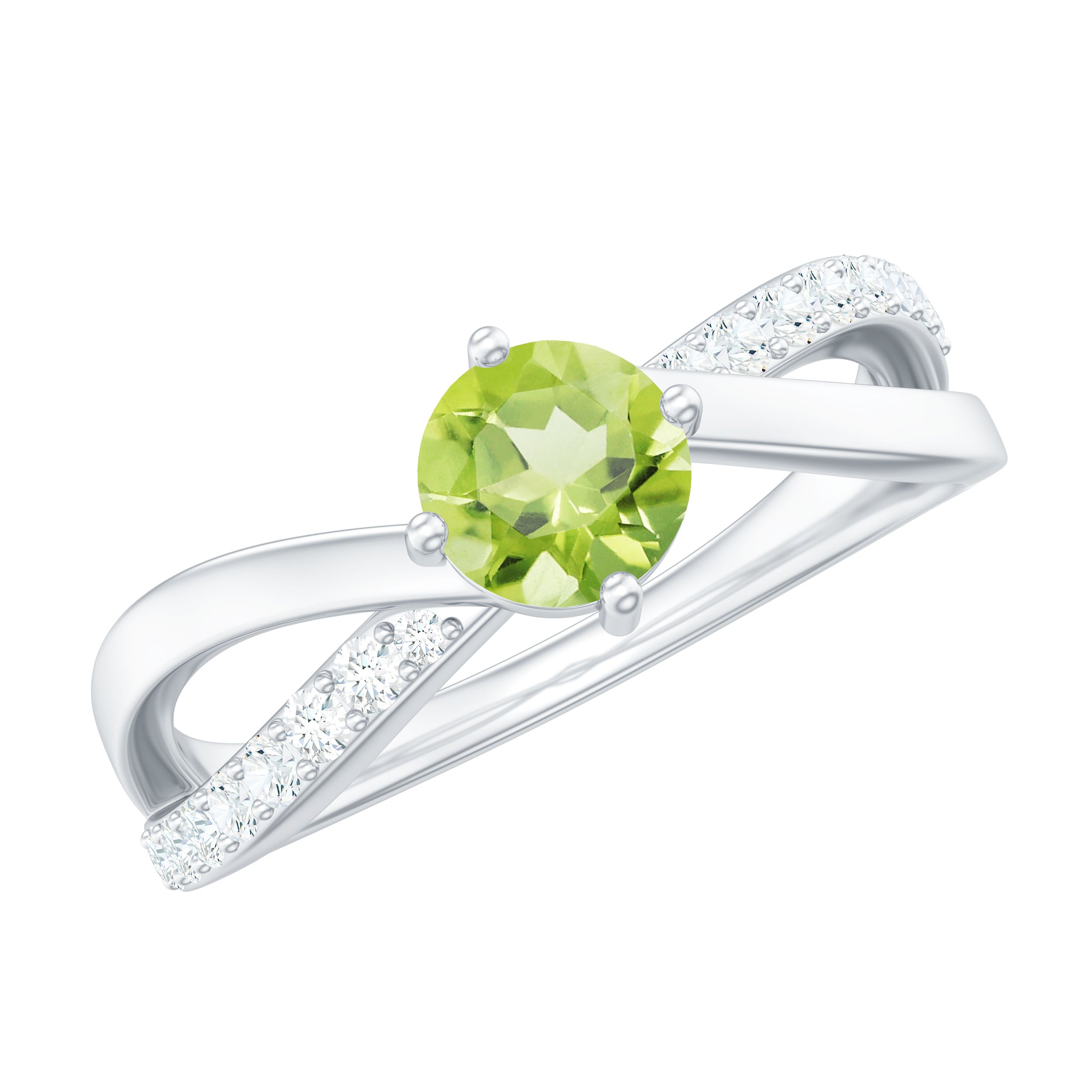 Natural 0.5 Carat Peridot Infinity Promise Ring with Diamond AAA - Rosec Jewels