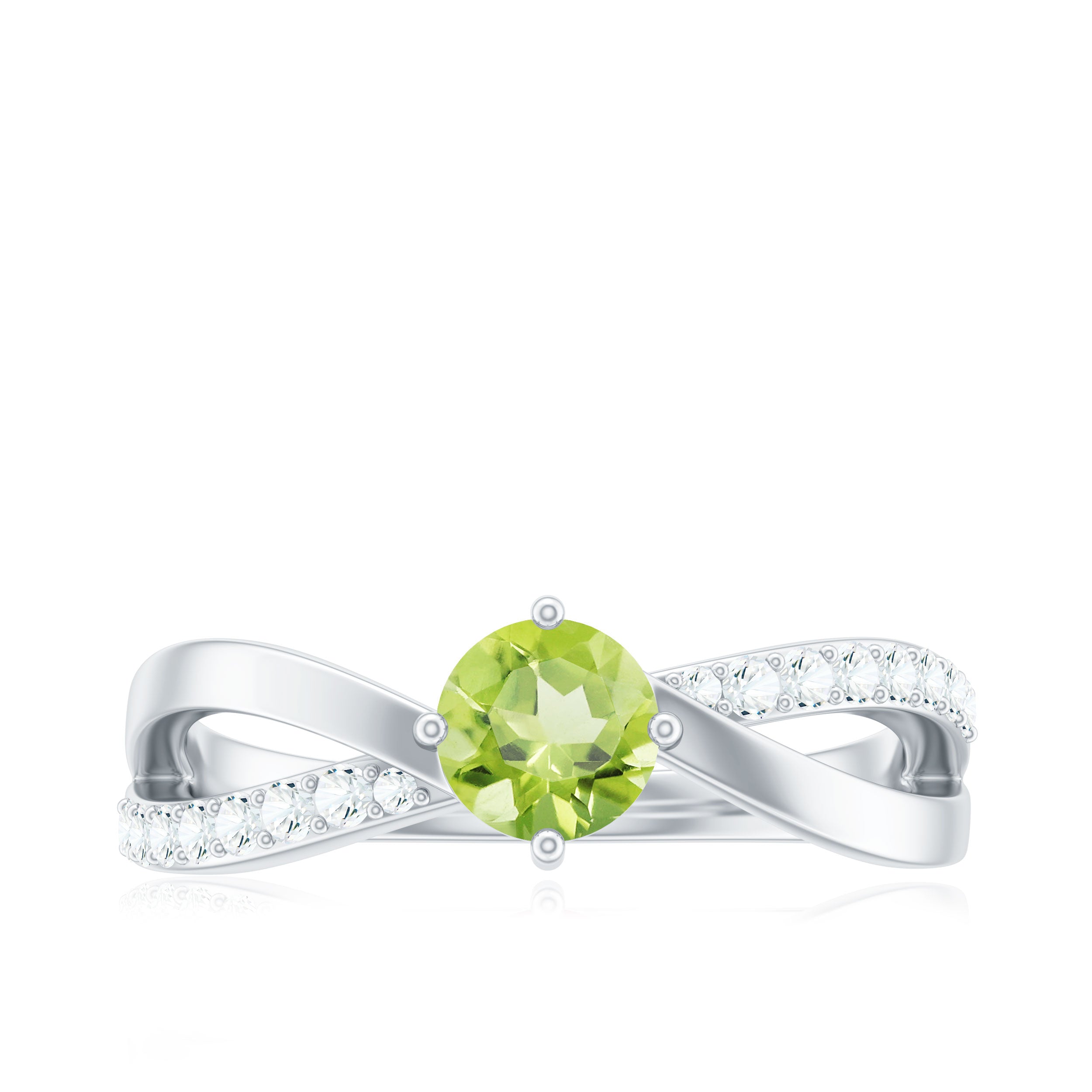 Natural 0.5 Carat Peridot Infinity Promise Ring with Diamond AAA - Rosec Jewels
