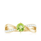 Natural 0.5 Carat Peridot Infinity Promise Ring with Diamond AAA - Rosec Jewels