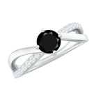 Certified Real Black Spinel Promise Ring with Diamond AAA - Rosec Jewels