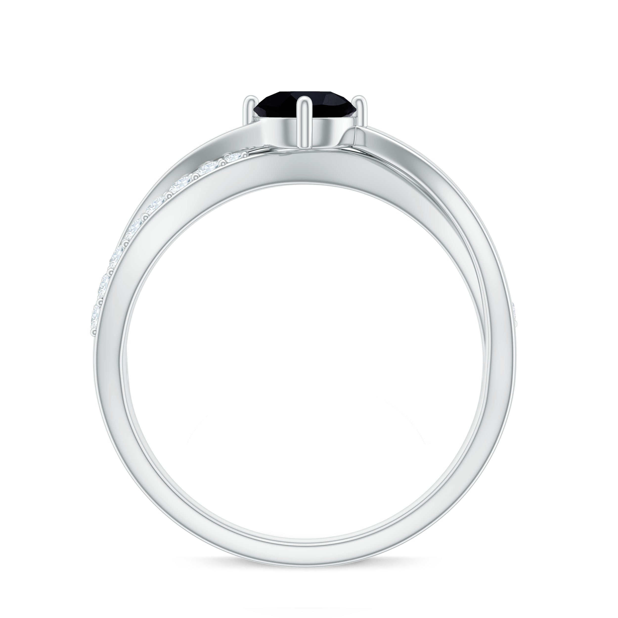Certified Real Black Spinel Promise Ring with Diamond AAA - Rosec Jewels