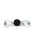 Certified Real Black Spinel Promise Ring with Diamond AAA - Rosec Jewels