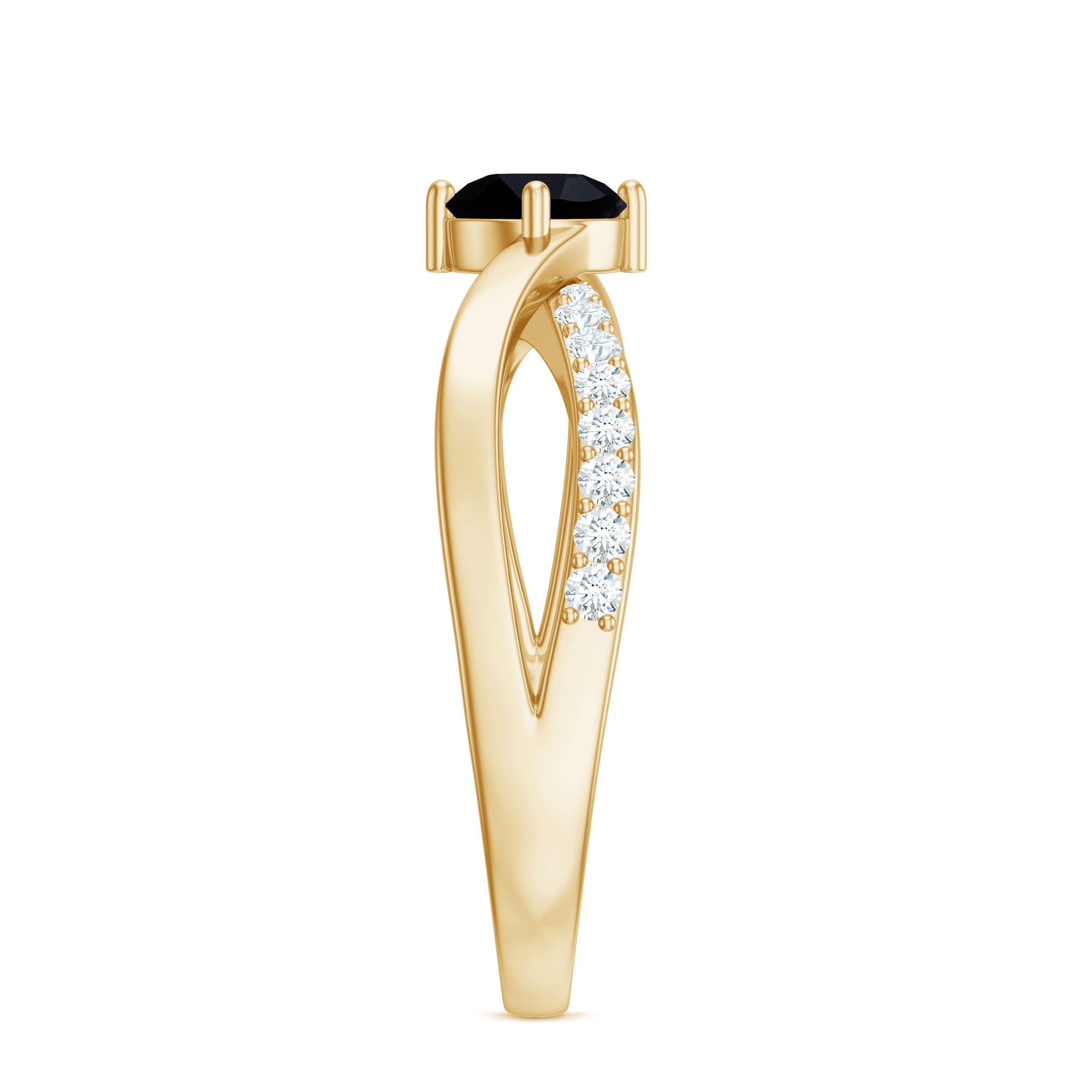 Certified Real Black Spinel Promise Ring with Diamond AAA - Rosec Jewels