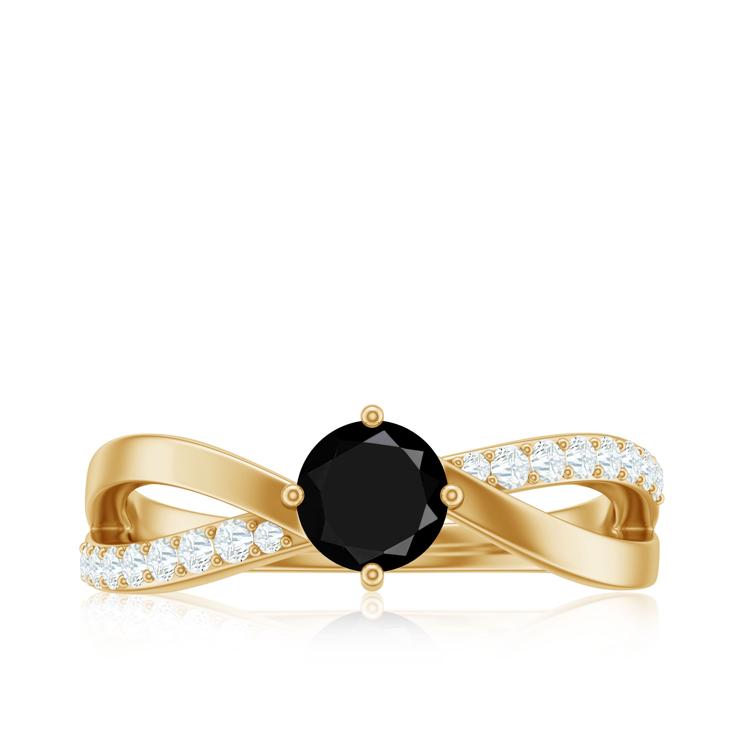 Certified Real Black Spinel Promise Ring with Diamond AAA - Rosec Jewels