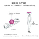 1/2 CT Pink Tourmaline Solitaire and Diamond Infinity Ring AAA - Rosec Jewels