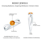 Certified Real Citrine Engagement Ring with Diamond Criss Cross Shank AAA - Rosec Jewels