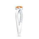 Certified Real Citrine Engagement Ring with Diamond Criss Cross Shank AAA - Rosec Jewels