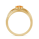 Certified Real Citrine Engagement Ring with Diamond Criss Cross Shank AAA - Rosec Jewels