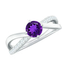 Rosec Jewels-Real Amethyst Diamond Infinity Engagement Ring for Women