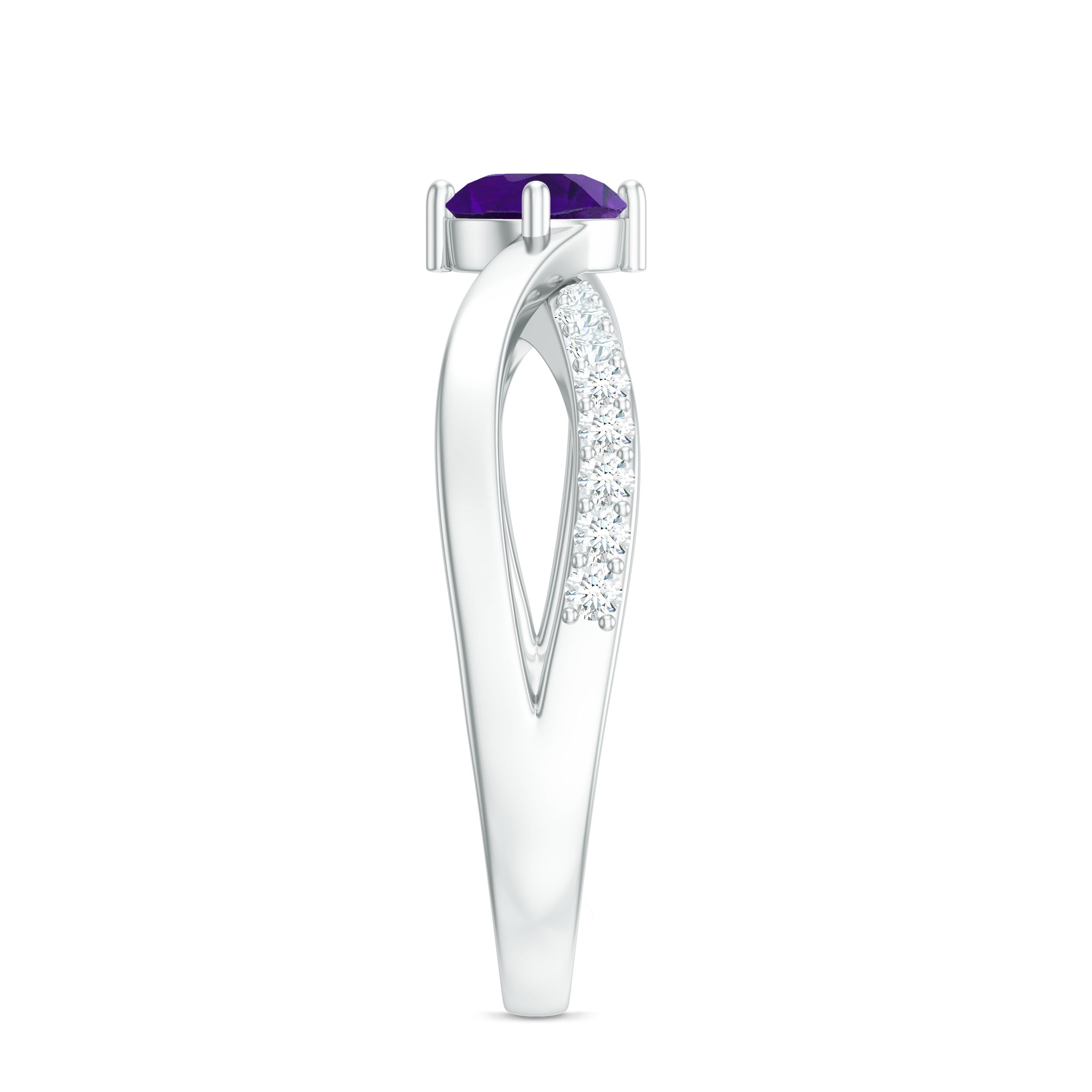 Rosec Jewels-Real Amethyst Diamond Infinity Engagement Ring for Women