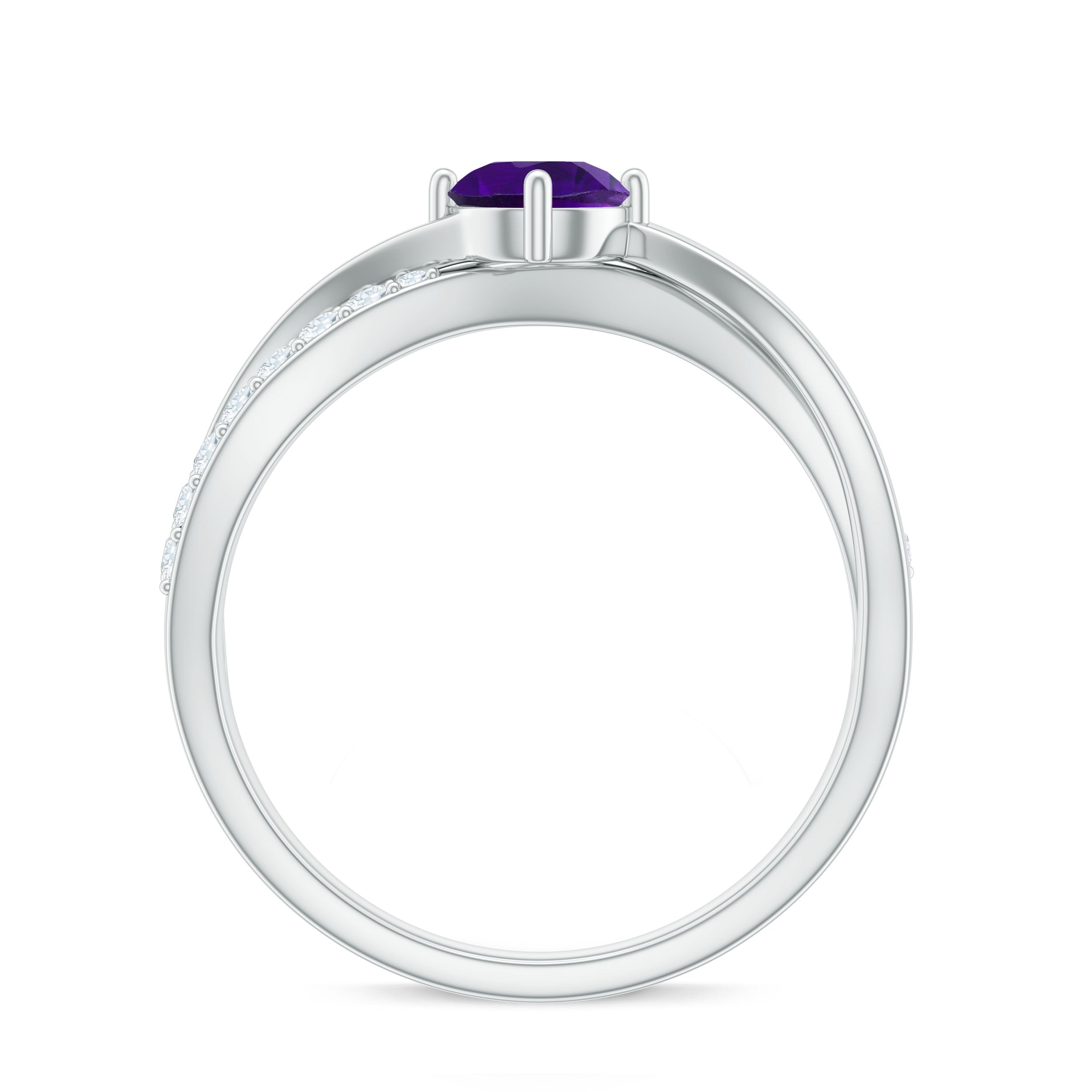 Rosec Jewels-Real Amethyst Diamond Infinity Engagement Ring for Women