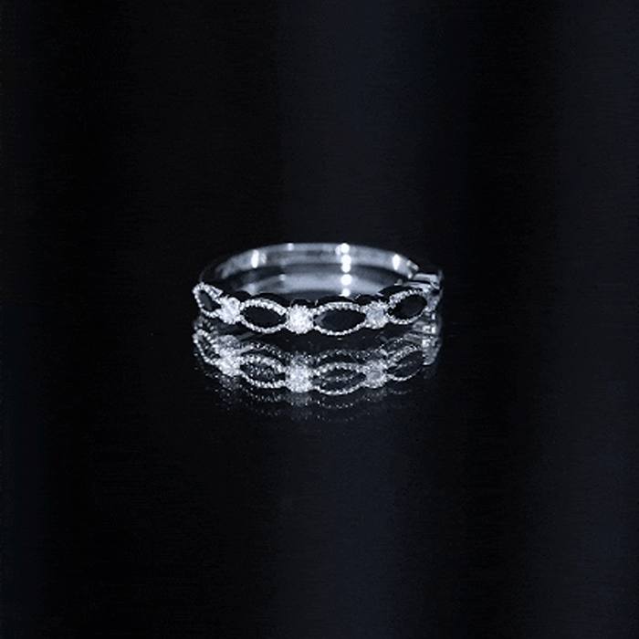 Certified Black Onyx Half Eternity Ring with Moissanite AAA - Rosec Jewels