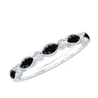 Natural Marquise Cut Black Onyx Half Eternity Band AAA 92.5 Sterling Silver - Rosec Jewels