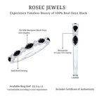 Natural Marquise Cut Black Onyx Half Eternity Band AAA 92.5 Sterling Silver - Rosec Jewels