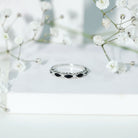 Natural Marquise Cut Black Onyx Half Eternity Band AAA 92.5 Sterling Silver - Rosec Jewels
