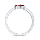 Rosec Jewels-Pear Shaped Lab Grown Ruby 3 Stone Anniversary Ring