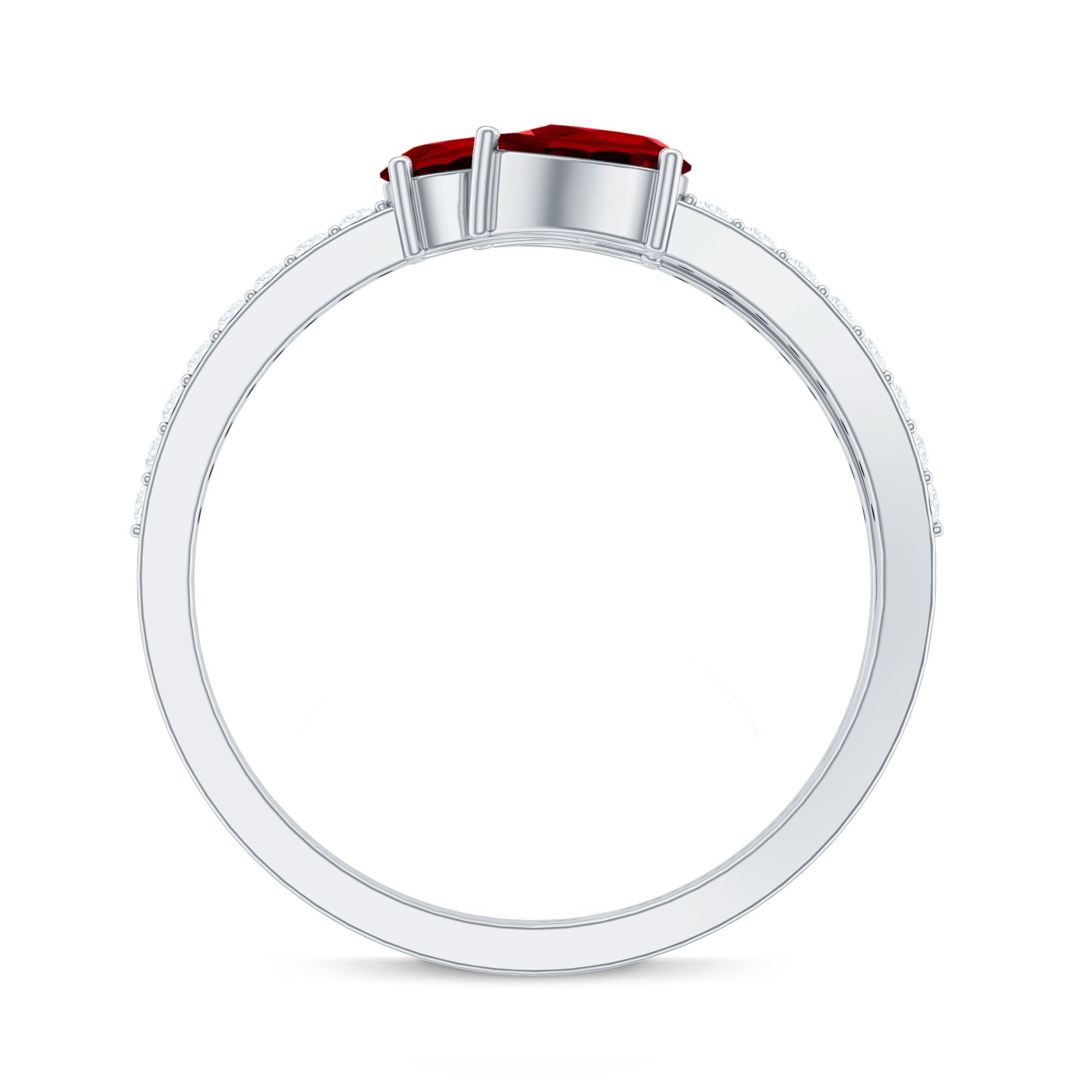 Rosec Jewels-Pear Shaped Lab Grown Ruby 3 Stone Anniversary Ring
