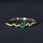 Rosec Jewels-Natural Emerald and Diamond Leaf Promise Ring