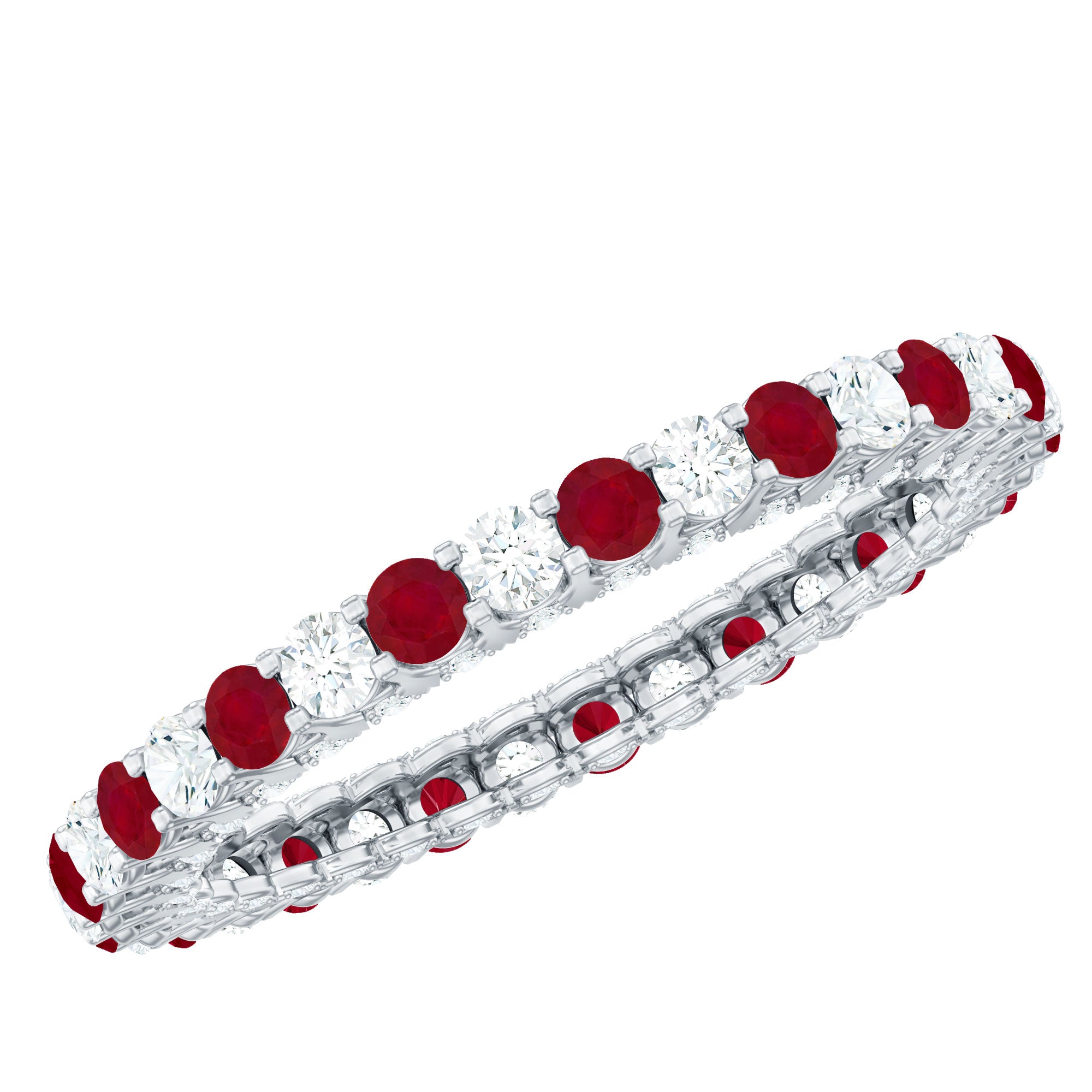 Rosec Jewels-Natural Ruby Diamond Eternity Ring for Anniversary