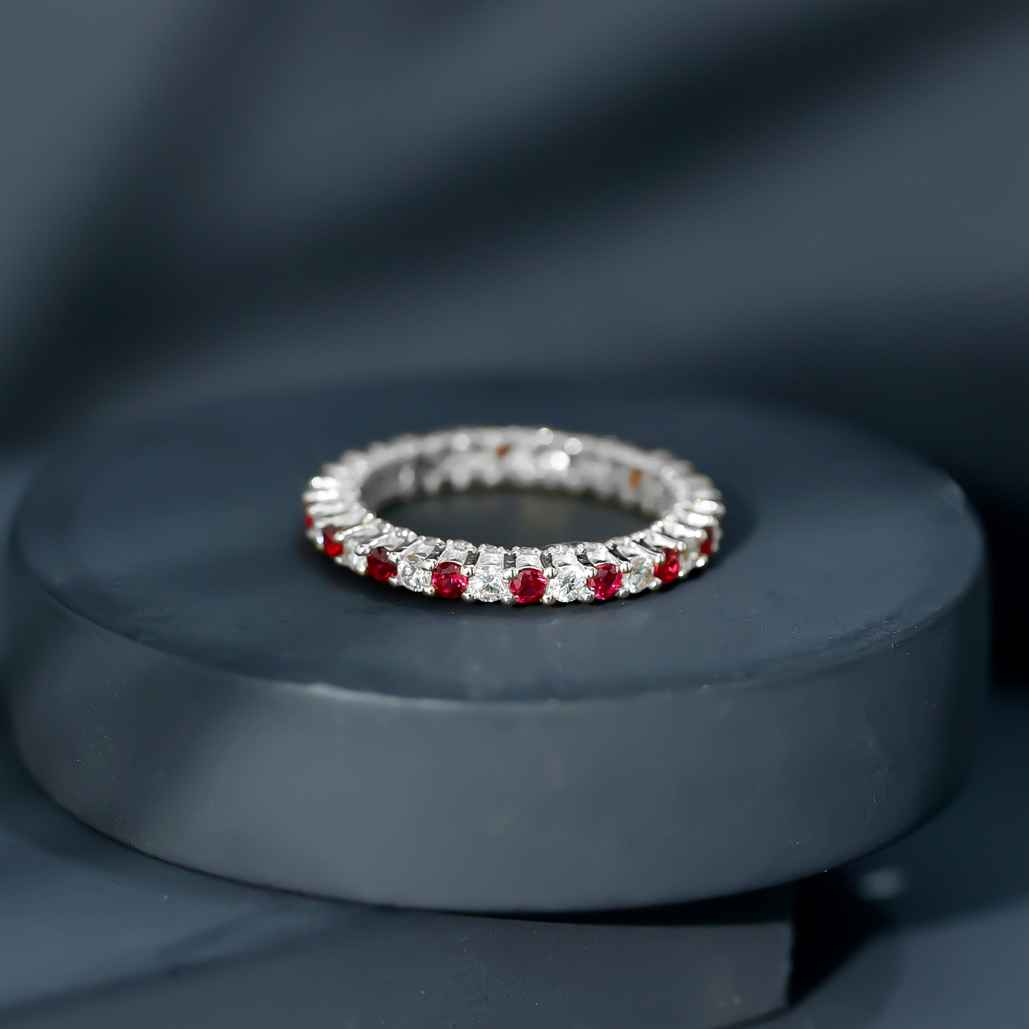 Rosec Jewels-Natural Ruby Diamond Eternity Ring for Anniversary
