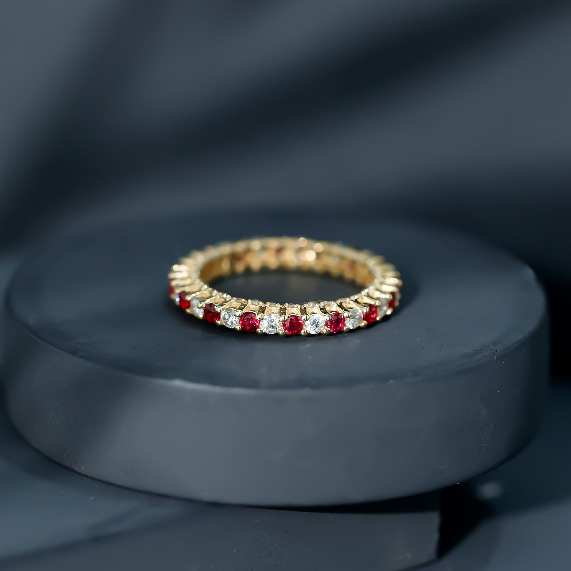 Rosec Jewels-Natural Ruby Diamond Eternity Ring for Anniversary