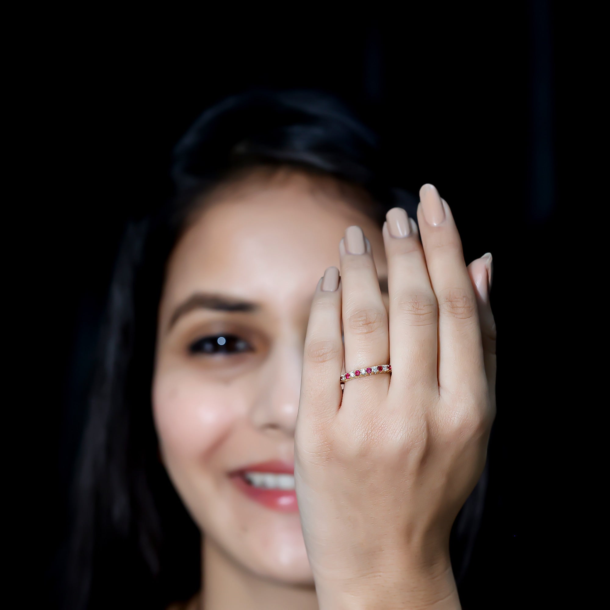 Rosec Jewels-Natural Ruby Diamond Eternity Ring for Anniversary