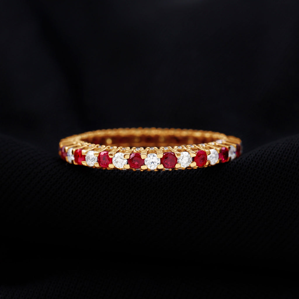 Natural Ruby and Diamond Full Eternity Ring Ruby - ( AAA ) - Quality - Rosec Jewels