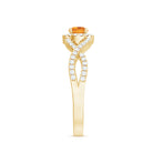 Natural Citrine Diamond Engagement Ring with Criss Cross Shank AAA - Rosec Jewels