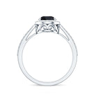 Natural Black Spinel Teardrop Engagement Ring with Diamond Halo AAA - Rosec Jewels