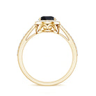 Natural Black Spinel Teardrop Engagement Ring with Diamond Halo AAA - Rosec Jewels