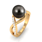 Tahitian Pearl Crossover Diamond Infinity Engagement Ring AAA - Rosec Jewels