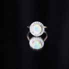 Vintage Inspired 8mm Ethiopian Opal Engagement Ring with Diamond Halo AAA - Rosec Jewels
